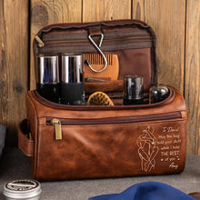 Load image into Gallery viewer, “Hold Your Essentials With Style” - Personalized Leather Toiletry Bag for Him - Custom Gift for Dads, Husbands, Friends & More Toiletry Bag PopCulturePrints