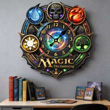 Load image into Gallery viewer, Time Flies with Magic - Mystic Element Acrylic Clock - Personalized Gift for Fantasy Lovers Hanging Wall Clock PopCulturePrints