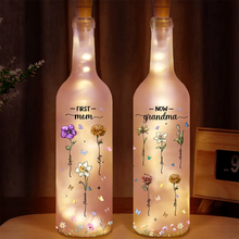 Load image into Gallery viewer, "From First Mom to Now Grandma: A Floral Tribute" - Personalized Bottle Light Gift for Mom, Grandma, and Loved Ones Bottle Light PopCulturePrints