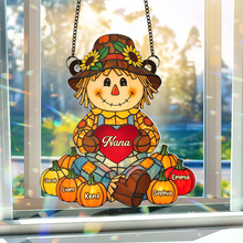 Load image into Gallery viewer, “A Grandma's Love Shines Bright” - Autumn Scarecrow Suncatcher - Personalized Gift for Grandma, Nana, Mom and Special Loved Ones Ornament PopCulturePrints