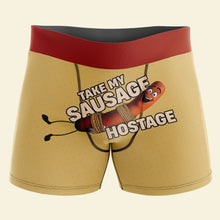 Load image into Gallery viewer, Custom Boxer Briefs - Take My Sausage Hostage | Perfect Valentine's Day Gifts for Him Boxer Briefs PopCulturePrints