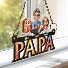 Load image into Gallery viewer, “Dad: The Heart of the Family” - Personalized Window Hanging Suncatcher Ornament - Custom Gift for Fathers, Grandfathers, and Kids Suncatcher Ornament PopCulturePrints