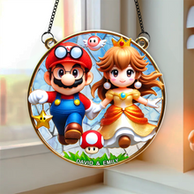 Load image into Gallery viewer, Personalized Mario & Princess Peach Suncatcher Ornament for Couples Ornament PopCulturePrints