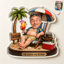 Load image into Gallery viewer, "The Legend Has Retired" - Personalized Acrylic Fridge Magnet for Beach Lovers