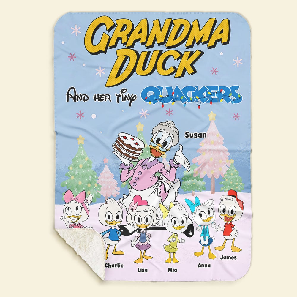 Custom Grandma Duck Blanket - Personalized Christmas Gift for Grandma Blanket PopCulturePrints
