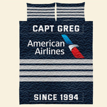 Load image into Gallery viewer, Personalized Pilot Quilt Bedding Set with Custom Airline Logo Blanket PopCulturePrints