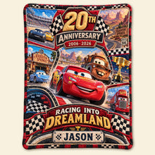 Load image into Gallery viewer, Racing into Dreamland - 20th Anniversary Personalized Blanket for Kids Blanket PopCulturePrints
