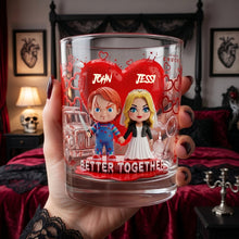 Load image into Gallery viewer, Better Together Whiskey Glass - Personalized Gift for Couples Who Adore Horror Glass PopCulturePrints