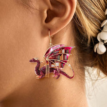 Load image into Gallery viewer, "Unleash Your Imagination with a Touch of Elegance" - Mystical Dragon Book Acrylic Earrings - Personalized Gift for Book Lovers Earrings PopCulturePrints