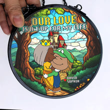 Load image into Gallery viewer, Personalized Stained Glass Ornament: 'Our Love Is A 1-UP For My Life' Ornament PopCulturePrints