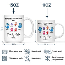 Load image into Gallery viewer, Celebrate Your Family: First Father's Day As A Family Of Four Handprints - 3D Inflated Effect Printed Mug Mug PopCulturePrints