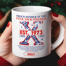 Load image into Gallery viewer, Gen X Personalized Coffee Mug - Proud Member & Bold Attitude Coffee Mug PopCulturePrints