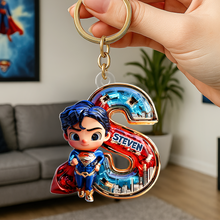 Load image into Gallery viewer, “Unlock Your Superhero Spirit!” - Initial Letter Keychain - Personalized Gift for Kids, Friends, and Family Keychains PopCulturePrints
