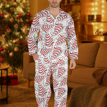 Load image into Gallery viewer, Festive Christmas Tree Button-Up Pajama Set Pajama Set PopCulturePrints