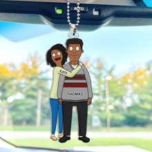 Load image into Gallery viewer, Personalized Couple Car Ornament - Customizable Keychain Ornament PopCulturePrints