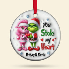 Load image into Gallery viewer, Personalized 'You Stole My Heart' Ornament - Perfect Valentine's Day Gifts for Couples | Holiday Decor Ornament PopCulturePrints