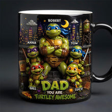 Load image into Gallery viewer, "Dad, You Are Turtley Awesome" - Funny Fighter Dad and Kids Personalized Magic Mug - Perfect Gift for Dads, Grandpas & More! Coffee Mug PopCulturePrints