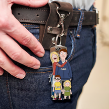 Load image into Gallery viewer, Personalized Family Keychain - Custom Cartoon Design Keychains PopCulturePrints