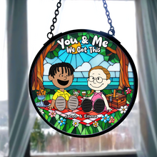 Load image into Gallery viewer, Custom Couple Gift - Stained Glass Art | Happy Picnic Design | Valentine's Day Gifts Ornament PopCulturePrints