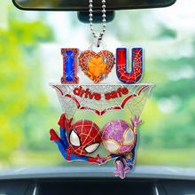 Load image into Gallery viewer, "Drive Safe, My Love!" - Personalized Wall-Crawler Couple Car Ornament for Couples Ornament PopCulturePrints
