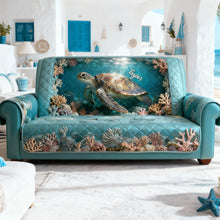 Load image into Gallery viewer, Dive into Serenity - Sea Turtle Quilted Sofa Cover - Personalized Gift for Ocean Lovers Sofa Cover PopCulturePrints