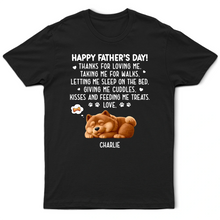 Load image into Gallery viewer, Happy Father's Day! - Personalized Sleeping Dog T-Shirt - Gift for Dad, Grandpa & Dog Lovers T-shirt PopCulturePrints