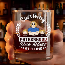 Load image into Gallery viewer, Surviving Fatherhood - Personalized Whiskey Glass Whiskey Glass PopCulturePrints