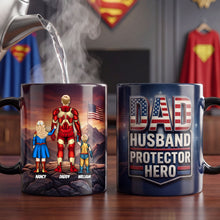 Load image into Gallery viewer, “A Dad's Love is Super!” - Proud Dad and Kids Magic Coffee Mug - Personalized Gift for Dad, Grandpa and More Coffee Mug PopCulturePrints