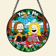Load image into Gallery viewer, Custom Couple Gift - Stained Glass Art | Happy Picnic Design | Valentine's Day Gifts Ornament PopCulturePrints