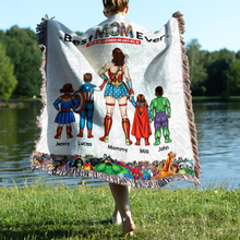 Load image into Gallery viewer, "You're our Superhero and always will be" - Personalized Woven Blanket for Mom - Perfect Gift for Mother's Day, Grandma & More Blanket PopCulturePrints