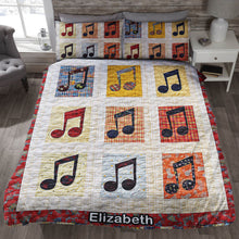 Load image into Gallery viewer, Personalized Musical Notes Quilt Bedding Set for Music Lovers Blanket PopCulturePrints