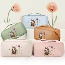 Load image into Gallery viewer, Blooming In Love: Birth Month Flower Personalized Leather Makeup Bag - A Joyful Gift for Her Leather Makeup Bag PopCulturePrints