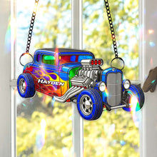 Load image into Gallery viewer, "Rev Up Your Holiday Spirit!" - Personalized Vibrant Muscle Car Suncatcher - Custom Gifts for Hot Rod Lovers Ornament PopCulturePrints
