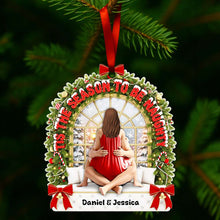 Load image into Gallery viewer, 'Tis The Season To Be Naughty - Personalized Christmas Ornament for Couples Ornament PopCulturePrints
