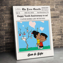Load image into Gallery viewer, Personalized Anniversary Canvas Print for Couples - Happy Tenth Anniversary Poster & Canvas PopCulturePrints