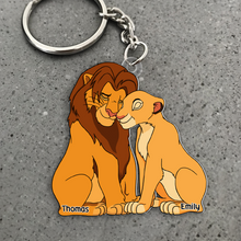 Load image into Gallery viewer, Personalized Lion Couple Keychain - Custom Names Keychains PopCulturePrints