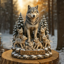 Load image into Gallery viewer, “For the Strongest Bond” - Personalized Wolf Dad Plaque - Unique Gifts for Dad, Grandpa, and More Shaped Plaques PopCulturePrints