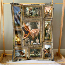 Load image into Gallery viewer, Personalized Dinosaur Lovers Blanket - Custom Name Gift Blanket PopCulturePrints
