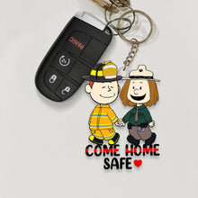 Load image into Gallery viewer, Personalized Come Home Safe Couple Keychain | Unique Valentine's Day Gifts for Couples Keychains PopCulturePrints