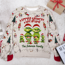 Load image into Gallery viewer, Personalized Family Grinch Christmas Sweater - A Little Grinchy, A Lot of Love AOP Products PopCulturePrints