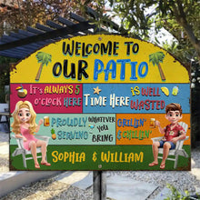 Load image into Gallery viewer, “Welcome to Our Patio” - Personalized Custom Shaped Metal Sign - Perfect Gift for Friends and Family Custom Shaped Metal Sign PopCulturePrints