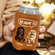 Load image into Gallery viewer, Dog Dad I Woof You - Personalized Leather Can Cooler for Pet Lovers Leather Can Cooler PopCulturePrints