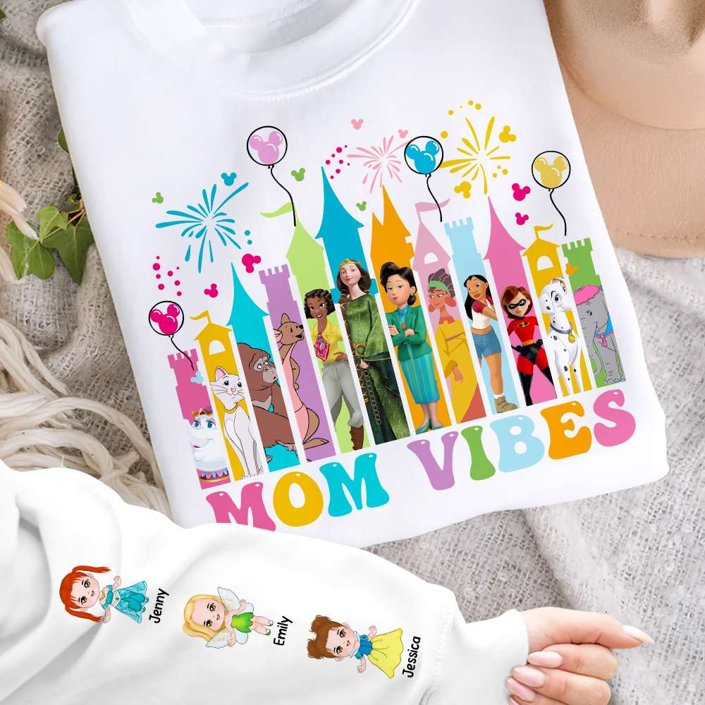"Celebrate Mom's Vibes with Love!" - Personalized Mom Shirt - Gift for Moms, Grandmas & More AOP Products PopCulturePrints