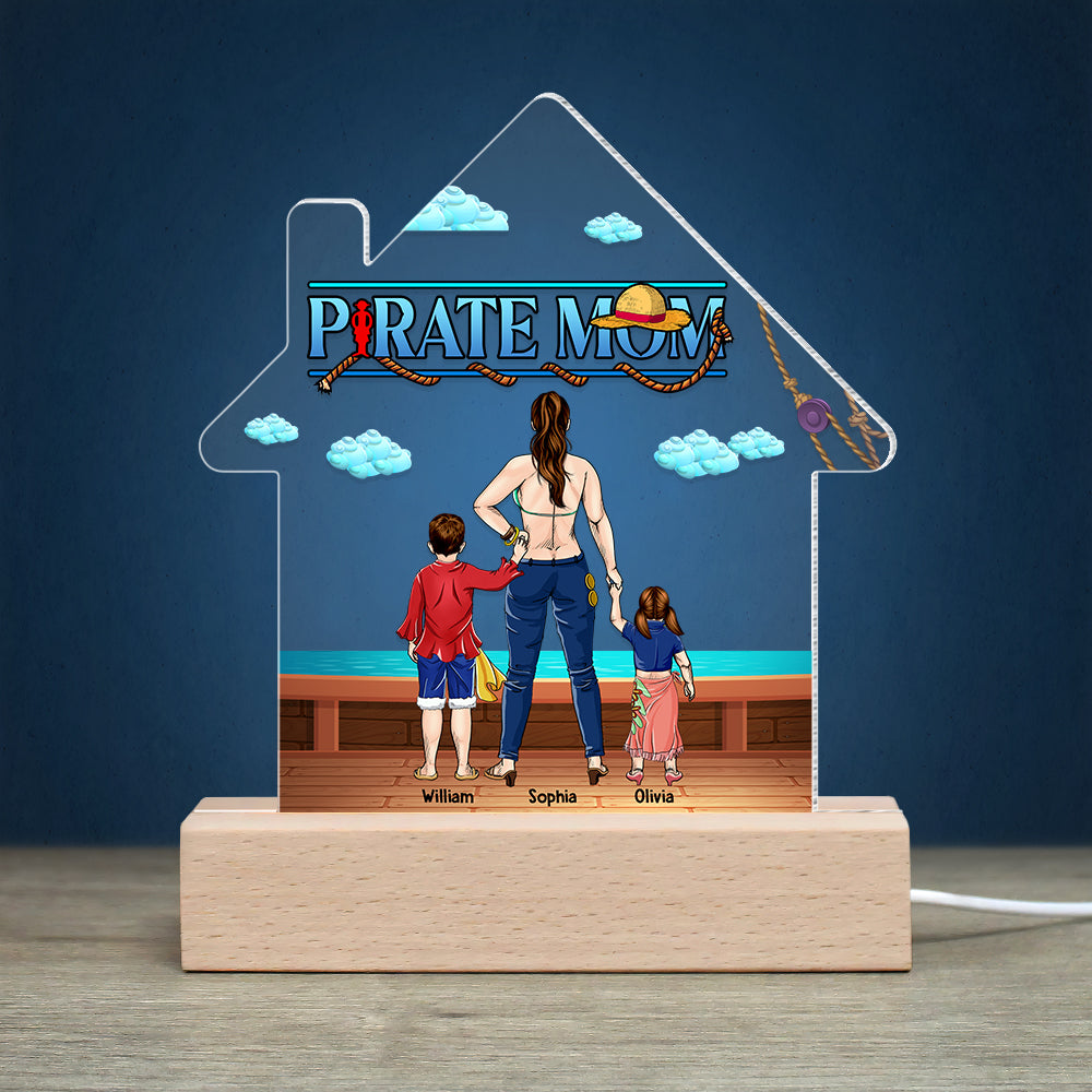 Personalized Pirate Mom LED Light - Custom Gift for Mother's Day Led Night Light PopCulturePrints