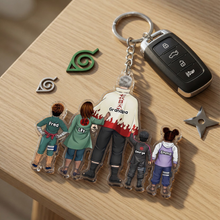 Load image into Gallery viewer, “The Strongest Bonds Unite” - Warrior Father & Mini Ninja Keychain - Personalized Gift for Dad, Grandpa, and More Keychains PopCulturePrints