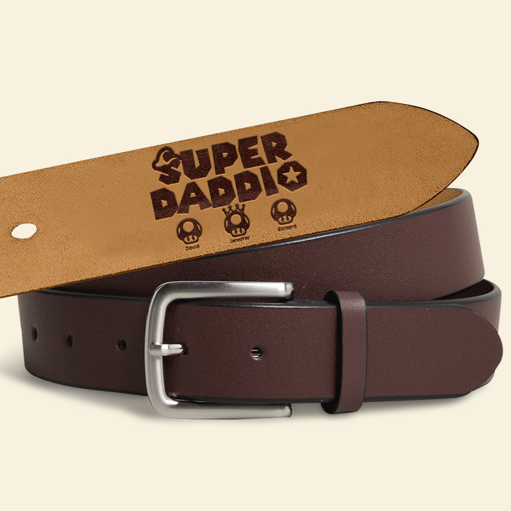 Custom 'Super Daddio' Secret Message Belt - Unique Father's Day Gift Belts PopCulturePrints