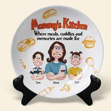 Load image into Gallery viewer, Mommy's Kitchen - Where Meals, Cuddles and Memories Are Made | Personalized Round Plate for Mom and Grandma Ceramic Round Plate PopCulturePrints