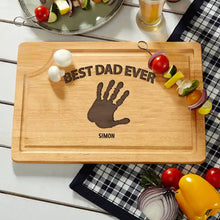 Load image into Gallery viewer, Best Dad Ever - Personalized Wooden Cutting Board with Handprints Wooden Cutting Board PopCulturePrints