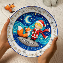 Load image into Gallery viewer, Cute Boy Ceramic Round Plate - Personalized Christmas Gift for Kids Ceramic Round Plate PopCulturePrints
