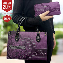 Load image into Gallery viewer, Grandma's Love Shines Bright - Personalized Leather Wallet and Bag Combo Combo Leather Wallet & Bag PopCulturePrints